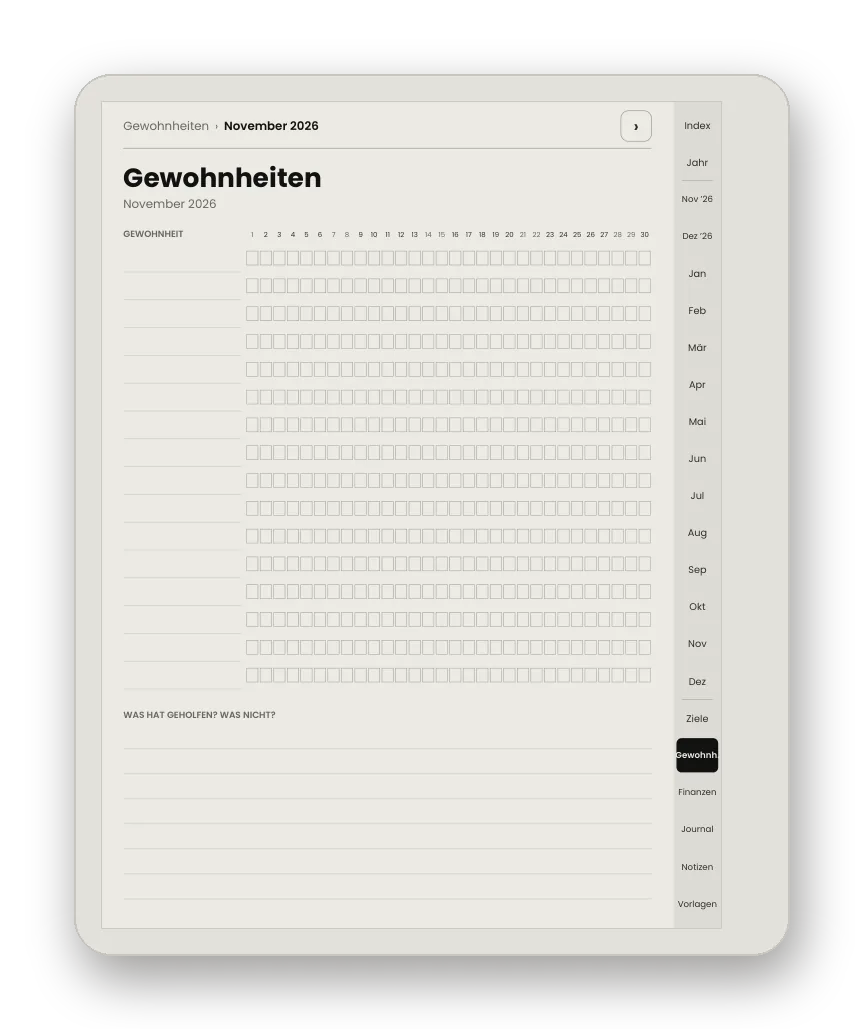 Monatlicher Gewohnheits-Tracker